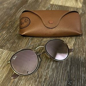 Ray-Ban sunglasses double bridge circle lens Brown and Gold mirror. authentic.